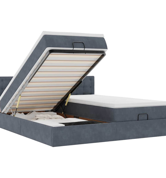 Ottoman-Bett mit Matratzen Dunkelgrau 180x200 cm Samt