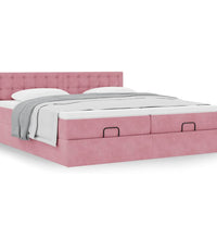 Ottoman-Bett mit Matratzen Rosa 180x200 cm Samt