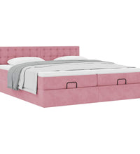 Ottoman-Bett mit Matratzen Rosa 180x200 cm Samt