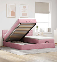 Ottoman-Bett mit Matratzen Rosa 180x200 cm Samt