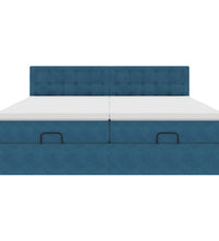 Ottoman-Bett mit Matratzen Dunkelblau 200x200 cm Samt