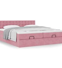 Ottoman-Bett mit Matratzen Rosa 200x200 cm Samt