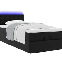 Ottoman-Bett mit Matratzen & LEDs Schwarz 80x200 cm Kunstleder