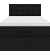 Ottoman-Bett mit Matratzen & LEDs Schwarz 80x200 cm Kunstleder