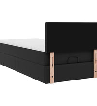 Ottoman-Bett mit Matratzen & LEDs Schwarz 80x200 cm Kunstleder