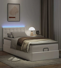 Ottoman-Bett mit Matratzen & LEDs Reinweiß 80x200 cm Kunstleder