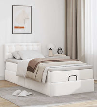 Ottoman-Bett mit Matratzen & LEDs Reinweiß 80x200 cm Kunstleder