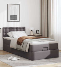 Ottoman-Bett mit Matratzen & LEDs Grau 80x200 cm Kunstleder