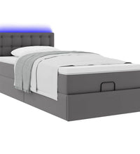 Ottoman-Bett mit Matratzen & LEDs Grau 80x200 cm Kunstleder