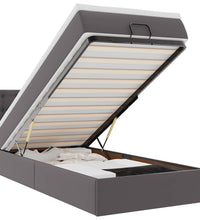 Ottoman-Bett mit Matratzen & LEDs Grau 90x190 cm Kunstleder