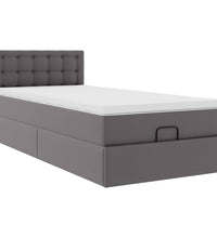 Ottoman-Bett mit Matratzen & LEDs Grau 90x190 cm Kunstleder