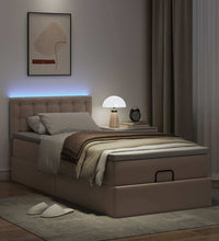 Ottoman-Bett mit Matratzen & LEDs 90x190 cm Kunstleder