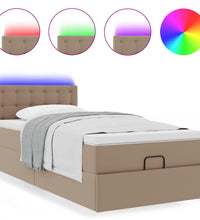Ottoman-Bett mit Matratzen & LEDs 90x190 cm Kunstleder