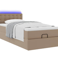 Ottoman-Bett mit Matratzen & LEDs 90x190 cm Kunstleder