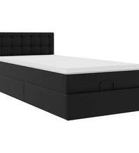 Ottoman-Bett mit Matratzen & LEDs Schwarz 90x200 cm Kunstleder
