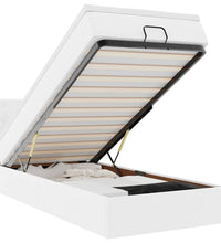 Ottoman-Bett mit Matratzen & LEDs Reinweiß 90x200 cm Kunstleder