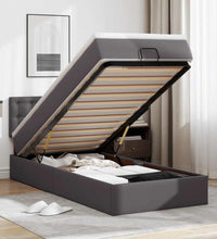 Ottoman-Bett mit Matratzen & LEDs Grau 90x200 cm Kunstleder