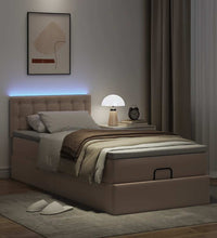 Ottoman-Bett mit Matratzen & LEDs 90x200 cm Kunstleder