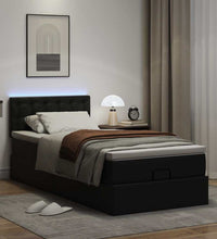 Ottoman-Bett mit Matratzen & LEDs Schwarz 100x200 cm Kunstleder