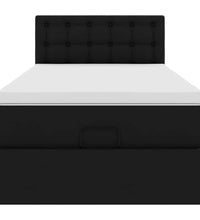 Ottoman-Bett mit Matratzen & LEDs Schwarz 100x200 cm Kunstleder