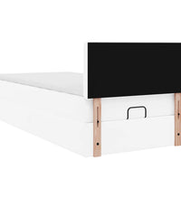 Ottoman-Bett mit Matratzen & LEDs Reinweiß 100x200cm Kunstleder