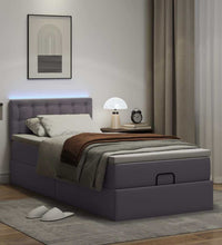 Ottoman-Bett mit Matratzen & LEDs Grau 100x200 cm Kunstleder