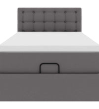Ottoman-Bett mit Matratzen & LEDs Grau 100x200 cm Kunstleder