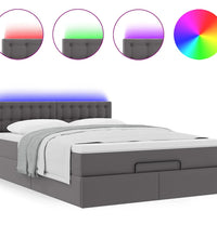 Ottoman-Bett mit Matratzen & LEDs Grau 140x200 cm Kunstleder