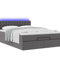 Ottoman-Bett mit Matratzen & LEDs Grau 140x200 cm Kunstleder