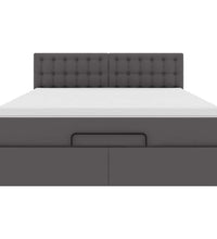 Ottoman-Bett mit Matratzen & LEDs Grau 140x200 cm Kunstleder