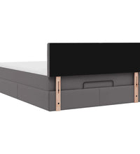 Ottoman-Bett mit Matratzen & LEDs Grau 140x200 cm Kunstleder