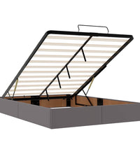 Ottoman-Bett mit Matratzen & LEDs Grau 140x200 cm Kunstleder