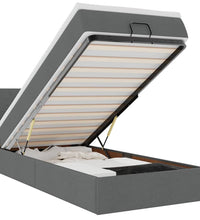 Ottomane Bett mit Matratze & LEDs Dunkelgrau 80x200 cm Stoff