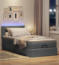 Ottomane Bett mit Matratze & LEDs Dunkelgrau 80x200 cm Stoff