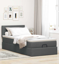 Ottomane Bett mit Matratze & LEDs Dunkelgrau 80x200 cm Stoff