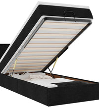 Ottomane Bett mit Matratze & LEDs Schwarz 80x200 cm Stoff