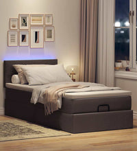 Ottoman-Bett mit Matratze & LEDs Dunkelbraun 80x200 cm Stoff