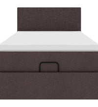 Ottoman-Bett mit Matratze & LEDs Dunkelbraun 80x200 cm Stoff