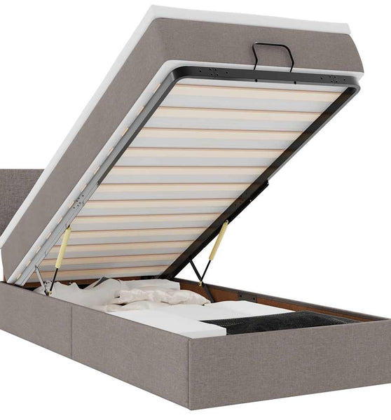 Ottoman-Bett mit Matratze & LEDs Taupe 80x200 cm Stoff