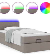 Ottoman-Bett mit Matratze & LEDs Taupe 80x200 cm Stoff