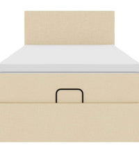 Ottoman-Bett mit Matratze & LEDs Creme 80x200 cm Stoff