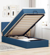 Ottoman-Bett mit Matratze & LEDs Blau 80x200 cm Stoff