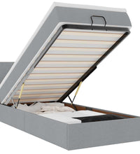 Ottoman-Bett mit Matratze & LEDs Hellgrau 90x190 cm Stoff