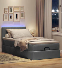 Ottoman-Bett mit Matratze & LEDs Dunkelgrau 90x190 cm Stoff
