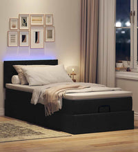 Ottoman-Bett mit Matratze & LEDs Schwarz 90x190 cm Stoff