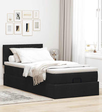 Ottoman-Bett mit Matratze & LEDs Schwarz 90x190 cm Stoff