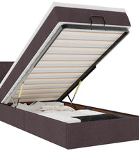 Ottoman-Bett mit Matratze & LEDs Dunkelbraun 90x190 cm Stoff