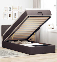 Ottoman-Bett mit Matratze & LEDs Dunkelbraun 90x190 cm Stoff