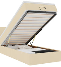Ottoman-Bett mit Matratze & LEDs Creme 90x190 cm Stoff