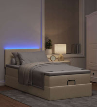 Ottoman-Bett mit Matratze & LEDs Creme 90x190 cm Stoff